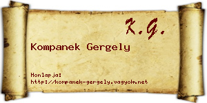 Kompanek Gergely névjegykártya